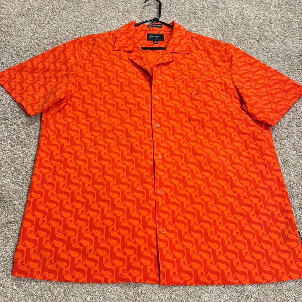 12. Sean John Orange‎ Geometric Pattern Shirt (2XL)